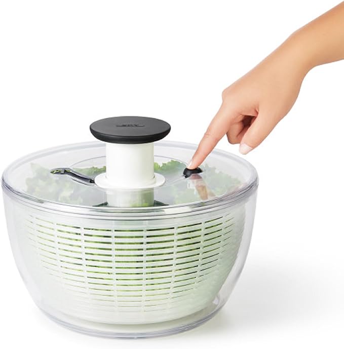 OXO Good Grips Salad Spinner | Lettuce Spinner | Fruit Washer | Fruit Washing Bowl with Strainer | Vegetable Cleaner | Salad Cleaner | Lettuce Washer | 6.22 Quart Capacity (Pack of 4)