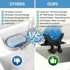 Creative Hanging Sponge Holder with Drainage/Traceless Glue, 3D Printing Countertop Funny Sponge Holders for Kitchen Sink, Keeps Your Sponge Dry & Smiling, for Scrub Daddy Holder (1, Black)