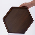 Hexagon Serving Trays & Platters, 11.8" Charcuterie Platter, Cafeteria Trays, Hexagon Wooden Ottoman Tray, Food Serving Boards Table Plates for Family Dinner Eating Parties