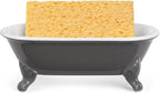 6.5" Ceramic Mini Decorative Clawfoot Bathtub Bar Soap Dish, Kitchen Sponge Holder and Shower Tray for Bathroom, 1 Pack(Stone Gray)