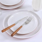 Webbylee 12-Piece Melamine Dinnerware Set for 4 – Unbreakable Plates & Bowls, BPA-Free, Lightweight, Two-Tone White & Brown, Ideal for Family Meals, Camping, Picnic, Parties