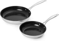 Amazon Basics 2-Piece Ceramic Non-Stick Stainless Steel Fry Pan Set, 10-Inch and 8-Inch