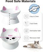 ABRUTY Cat Food Bowl, 5 OZ Ceramic Elevated Kitten Water Bowl, 15° Tilted Raised Pet Feeder, Anti Vomiting and Whisker Friendly Dishes for Fat Faced, Cat, Kitten, Small Dog