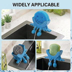 Creative Hanging Sponge Holder with Drainage/Traceless Glue, 3D Printing Countertop Funny Sponge Holders for Kitchen Sink, Keeps Your Sponge Dry & Smiling, for Scrub Daddy Holder (1, Blue)