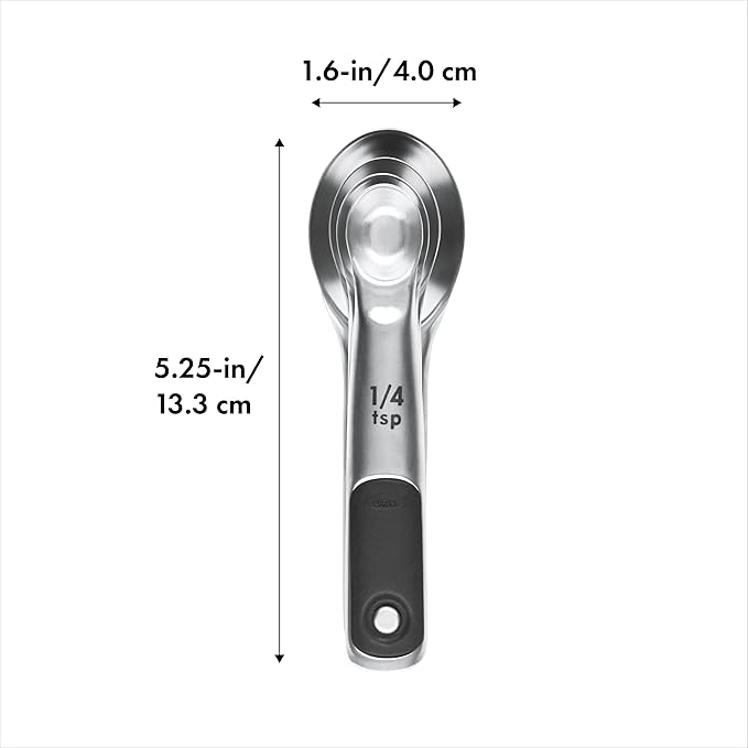OXO Good Grips 4 Piece Stainless Steel Measuring Spoons with Magnetic Snaps, (Pack of 2)
