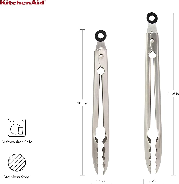 KitchenAid Universal Utility and Serving Stainless Steel Kitchen Tongs, Set of 2