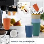 Homienly Wheat Straw Cups,Unbreakable Drinking Glasses 16oz,6-Pack Dishwasher Safe Cups with Lids for Parties,Beach-Colorful