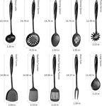 304 Stainlss Steel Kitchen Utensils Set, 10 Pcs Metal Cooking Utensil, Matte Kitchen Gadget Cookware and Kitchen Tool Set, Dishwasher Safe(Black)