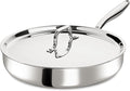 12 Inch Tri-Ply Stainless Steel Frying Pan, Frying Pan with Lid, PFOA/PTFE Free Skillet, Induction Cooking Pans, Dishwasher & Oven Broiler Safe 600F, Professional Cookware, Heavy Duty & Even Heat