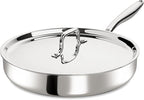 12 Inch Tri-Ply Stainless Steel Frying Pan, Frying Pan with Lid, PFOA/PTFE Free Skillet, Induction Cooking Pans, Dishwasher & Oven Broiler Safe 600F, Professional Cookware, Heavy Duty & Even Heat