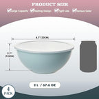 Greentainer 4-Piece Plastic Mixing Bowl Set with Lids for Kitchen, 67oz Lightweight Storage Bowls, Large Salad Bowls for Baking, Prepping, Cooking and Serving Food, Dishwasher & Microwave Safe