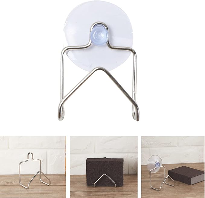 Stainless Steel Kitchen Sink Caddy Sponge Holder with Suction Cups Kitchen Organizer Rack (size:7.4cm x 6cm)