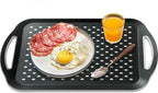 1PCS Large Non-Slip Serving Tray with Handles TV Lap Trays for Eating on Couch Food Serving Tray with Silicone Grippy Dots for Dinner Snack Fruit Dessert Breakfast (Black - 1pcs)