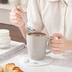 vancasso PLAYA Ceramic Coffee Mug Set of 6, 16 Oz Tea Cups with Handle for Latte, Tea, Cappuccino, Milk, Cocoa, Microwave&Dishwasher Safe, White