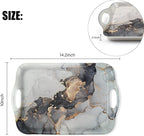 Serving Tray Decorative Tray with Handles Multi-Purpose Rectangular Serving Trays for Restaurant, Parties, Coffee Table, Kitchen - Grey Gold Marble Pattern