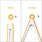 3 Pack Orange Kitchen Tongs, Premium Silicone BPA Free Non-Stick Stainless Steel BBQ Cooking Grilling Locking Food Tongs, 9-Inch 10-Inch & 12-Inch