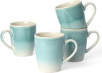 famiware Coffee Mugs Set, 13 oz Mug Set of 4, Stoneware Cups for Latte, Hot Tea, Mocha, Cocoa, Cappuccino, Microwave and Dishwasher Safe, Glacier Series, Aqua