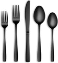60 Pcs Black Silverware Set, Stainless Steel Flatware Set Service for 12, Mirror Polished Cutlery Utensil Set, Durable Home Kitchen Eating Tableware Set, Include Fork Knife Spoon Set, Dishwasher Safe