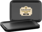 3 Pack Black Plastic Serving Trays for Party - Black Serving Tray 8 x 11 Inch - Heavy Duty Dessert Trays for Food - Rectangular Party Serving Trays for Entertaining