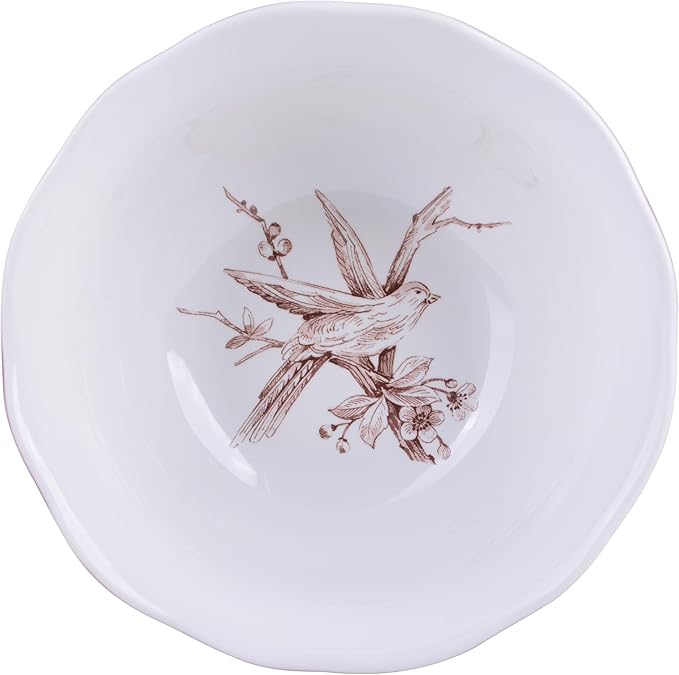 222 Fifth Adelaide Brown on White 12-Piece Dinnerware Set – Service for 4, Big Dinner Plates and Bowls Sets,Durable Porcelain, Microwave and Dishwasher Safe, for Everyday Dining & Entertainment