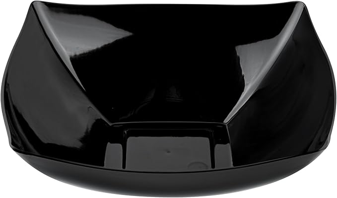 Restaurantware Moderna 32 Ounce Fancy Plastic Bowls 10 Square Disposable Salad Bowls - Durable Heavy-duty Black Plastic Bowls For Warm And Cold Foods (Pack of 3)