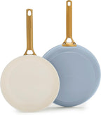 GreenPan Nonstick Reserve Pro 10” & 12” Frying Pan Set, NSF Certified Ceramic, Hard Anodized PFAS-Free Skillets, Stainless Steel Handles, Oven & Dishwasher Safe, Glacier Blue