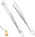 U-Taste 8" Kitchen Plating Tweezer Set: 18/8 Stainless Steel Food-Grade Metal Food Tong, Seamless-Welding, Flexible Pinching and Non-Slip for Serving, Decorating, Cooking, Baking (Round & Pointed Tip)