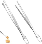 U-Taste 8" Kitchen Plating Tweezer Set: 18/8 Stainless Steel Food-Grade Metal Food Tong, Seamless-Welding, Flexible Pinching and Non-Slip for Serving, Decorating, Cooking, Baking (Round & Pointed Tip)