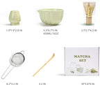 Matcha Whisk Set, Matcha Set Includes Ceramic Matcha Bowl, Bamboo Whisk, Scoop, Chasen Holder, Sifter, 5 Pcs Perfect Matcha Kit for Matcha Lover (Mottled Green)