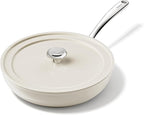 Redchef Ceramic Frying Pan with Lid, 11" Deep Saute Pan, 3.5QT Large Jumbo Cooker, Frying Pan Nonstick with Stay Cool Handle, Non Toxic Cooking Pan, Induction Dishwasher Safe, PFOA & PFAS Free(Beige)