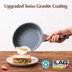 SENSARTE Nonstick Frying Pan Skillet with Lid, Omelet Pan with Cover, Healthy Egg Pan Chef's Pan, Kitchen Cooking Pan, PFOA Free (8inch + Glass Lid) (Pack of 2)