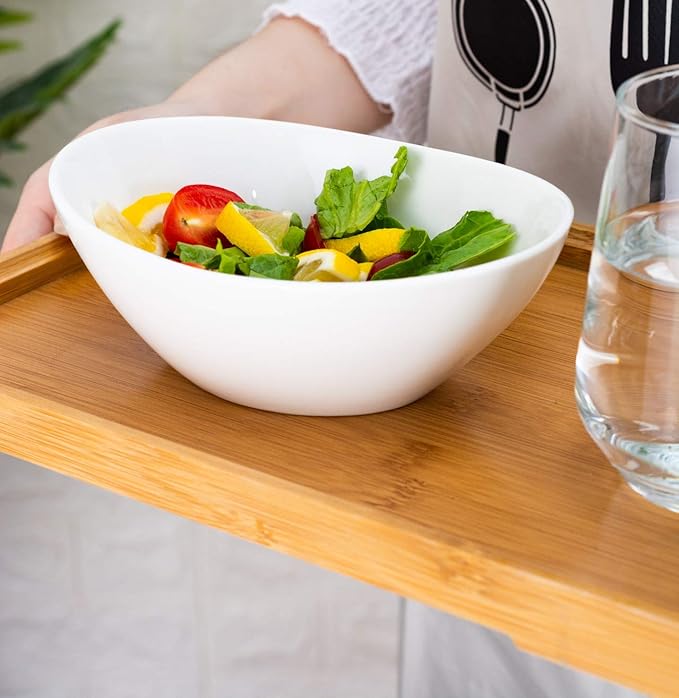 Lawei 4 Pack 9" Porcelain Serving Bowls, 36 Oz Oval Ceramic Mixing Bowls, Large Serving Dishes for Salads, Spaghetti, Dessert, Veggie, Potatoes and Fruits, Side Dishes, Microwave & Dishwasher Safe