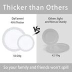 DaYammi 210PCS Silver Plastic Dinnerware Set, Silver Disposable Plates, Includes:30 Dinner Plates,30 Salad Plates,30 Cups 9 OZ and 30 Pre Rolled Napkins with Cutlery Heavy Duty for Party