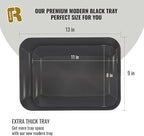 3 Pack Black Plastic Serving Trays for Party - Black Serving Tray 8 x 11 Inch - Heavy Duty Dessert Trays for Food - Rectangular Party Serving Trays for Entertaining