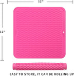 MicoYang Silicone Dish Drying Mat for Multiple Usage,Easy clean,Eco-friendly,Heat-resistant Silicone Mat for Kitchen Counter or Sink,Refrigerator or Drawer liner Rose M 12 inches x 12 inches