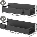 4 Pack Magnetic Spice Rack Organizer for Refrigerator and Oven, Black Fridge Organizers and Storage for Kitchen
