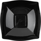 Restaurantware Moderna 32 Ounce Fancy Plastic Bowls 10 Square Disposable Salad Bowls - Durable Heavy-duty Black Plastic Bowls For Warm And Cold Foods (Pack of 3)