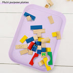 4 Pack Purple Plastic Serving Trays for Party Serving Food - Rectangular, 8.66 by 12 in, Heavy Duty Dessert Trays for Food Erving Platters for Party Tray Decor Veggie,Snack