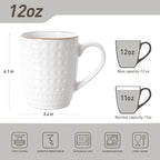 famiware Coffee Mugs Sets for 4, 12 oz Mug Set, Coffee Cups with Handle for Coffee, Tea, Cocoa and Milk, Microwave and Dishwasher Safe, White Circle