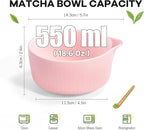 Pink Traditional Matcha Set Whisk and Bowl, 8 Pcs Matcha Making Kit Includes Ceramic Bowl with Spout, Bamboo Whisk, Holder, Scoop, Sifter, Tea Towel Cloth and Mat-Ceremonial Matcha Starter Kit Gift