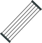 Ahyuan Roll up Dish Drying Rack Over The Sink Kitchen Roll up Sink Drying Rack Portable Dish Drainer Foldable Dish Drying Rack (Black, 17.8''X3.7'')
