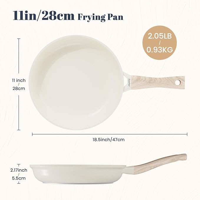 Granite Frying Pan, 11 Inch Non Stick Frying Pans, Lightweight Nonstick Pans for Omelets & Eggs, PFOA & PFAS Free Non-toxic Cookware Chef's Pan, Induction Compatible Fast & Even Heat Skillet