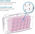 iDesign Sinkworks Kitchen Sink Suction Holder for Sponges, Scrubbers, Soap - Clear Large