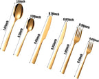 48-PieceGrade Gold Silverware Set, Stainless Steel Flatware Set for 8 - Service for 8 Includes Knives, Forks, Spoons & Teaspoons, Mirror Polished, Dishwasher Safe