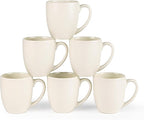 GBhome 12oz Coffee Mugs Set of 6, Large Ceramic Coffee Mugs for Man, Woman, Dad, Mom, Modern Coffee Mugs Set with handle for Tea/Latte/Cappuccino/Milk/Cocoa. Dishwasher&Microwave Safe,ivory