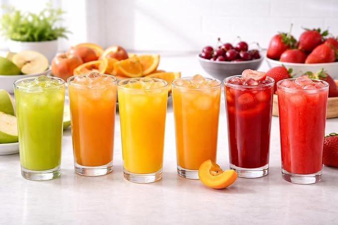 BOHEM'S Small Juice Glasses, Mini Clear Glass Cups Tumblers, Drinking Glassware for Orange Juice, Water, Milk, Coffee, Perfect for Tasting and Small Portions, Set of 6, (6.4 oz)