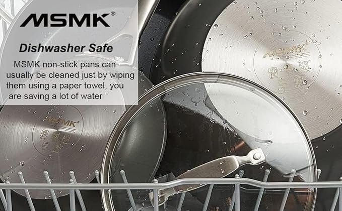 MsMk 11 Inch Nonstick Frying Pan with Lid，Titanium and Ceramic Nonstick skillet, PFOA Free Non-Toxic, Stay-Cool Handle, Scratch-resistant, Induction Skillet With Lid for Induction, Ceramic