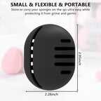 Fauxomor Makeup Sponge Holder,Double-sided 5-line Vented Silicone Beauty Make Up Blender Case for Travel,Shatterproof Make-Up Sponge Travel Case for All Sponges Reuse Easy Carry,Black