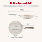 KitchenAid Hard Anodized Ceramic Induction Nonstick Cookware 2-Piece Frying Pans/Skillet Set, Dishwasher Safe, 8.25 Inch and 10 Inch Non Stick Fry Pans with Stainless Steel Handles - Porcelain White