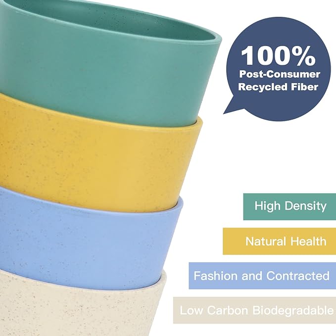 Wrova Wheat Straw Cups 6 PCS Good Alternative to Plastic Reusable Cups 12 oz Unbreakable Drinking Cup Reusable Dishwasher Safe Water Plastic Glasses with 6 Colors